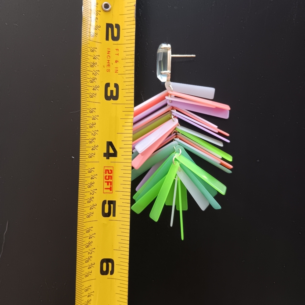 Kendra Scott Jasper Pastel Mix Fringe Drop Earrings Retro Multicolor - Picture 4 of 8